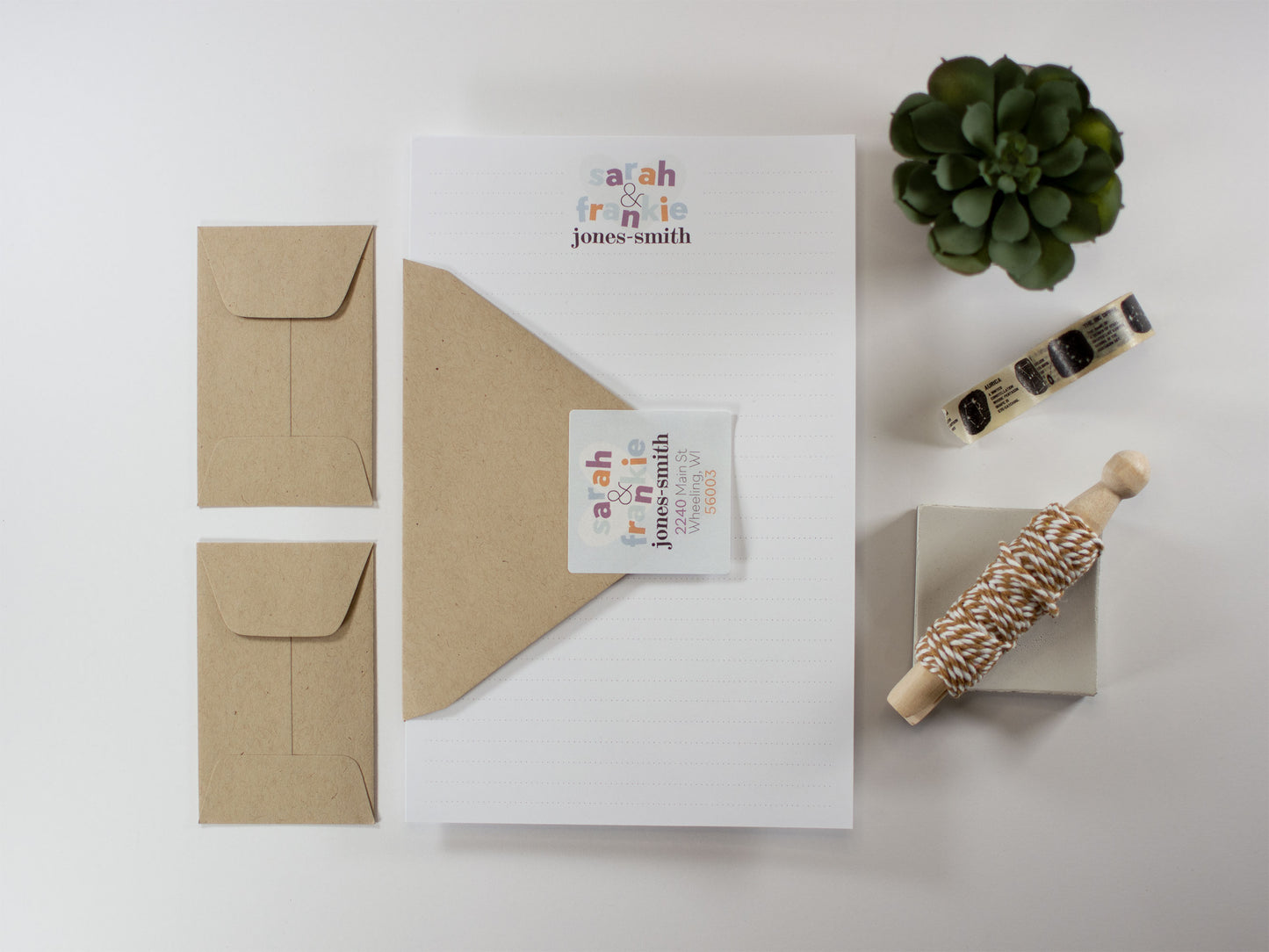 Personalized Stationery Set, Letter Writing Set: Sarah & Frankie