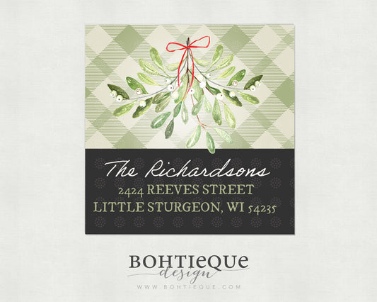 Holiday Mistletoe Square Return Address Labels