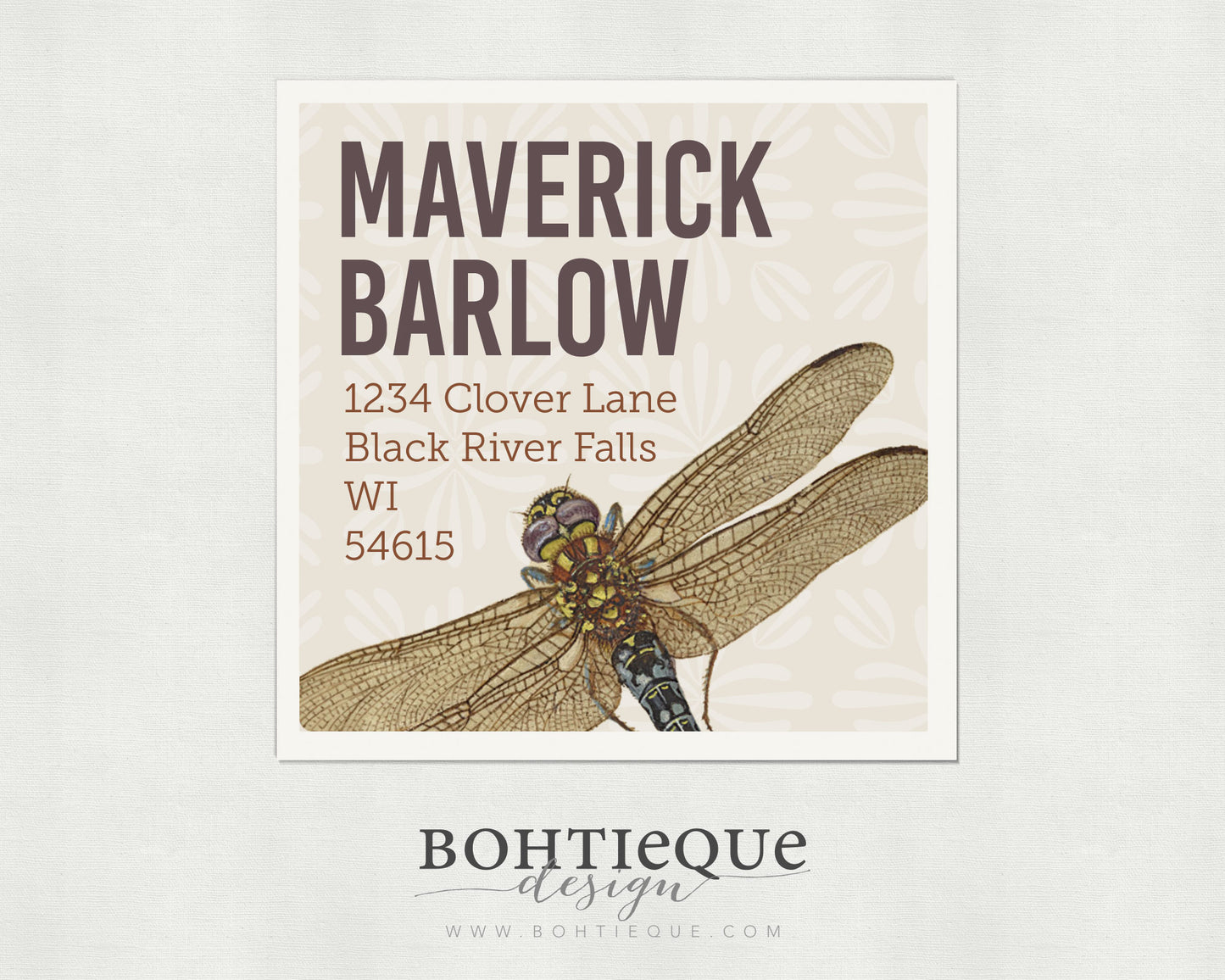 Maverick Dragonfly Vintage Illustration Return Address Label