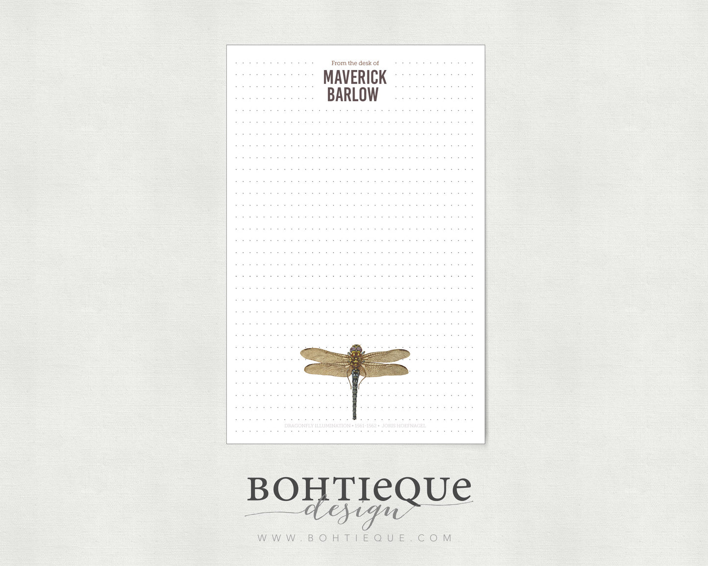 Personalized Stationery Set, Letter Writing Set: Maverick Dragonfly