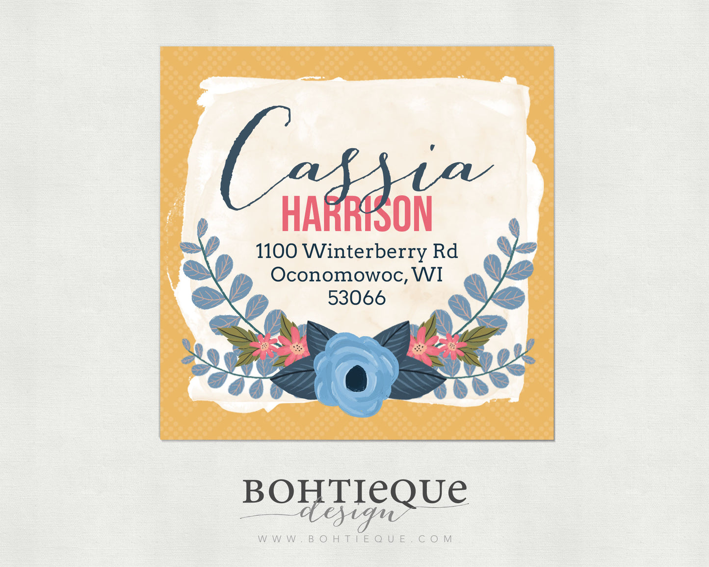 Cassia Floral Return Address Label