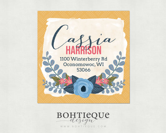 Cassia Floral Return Address Label