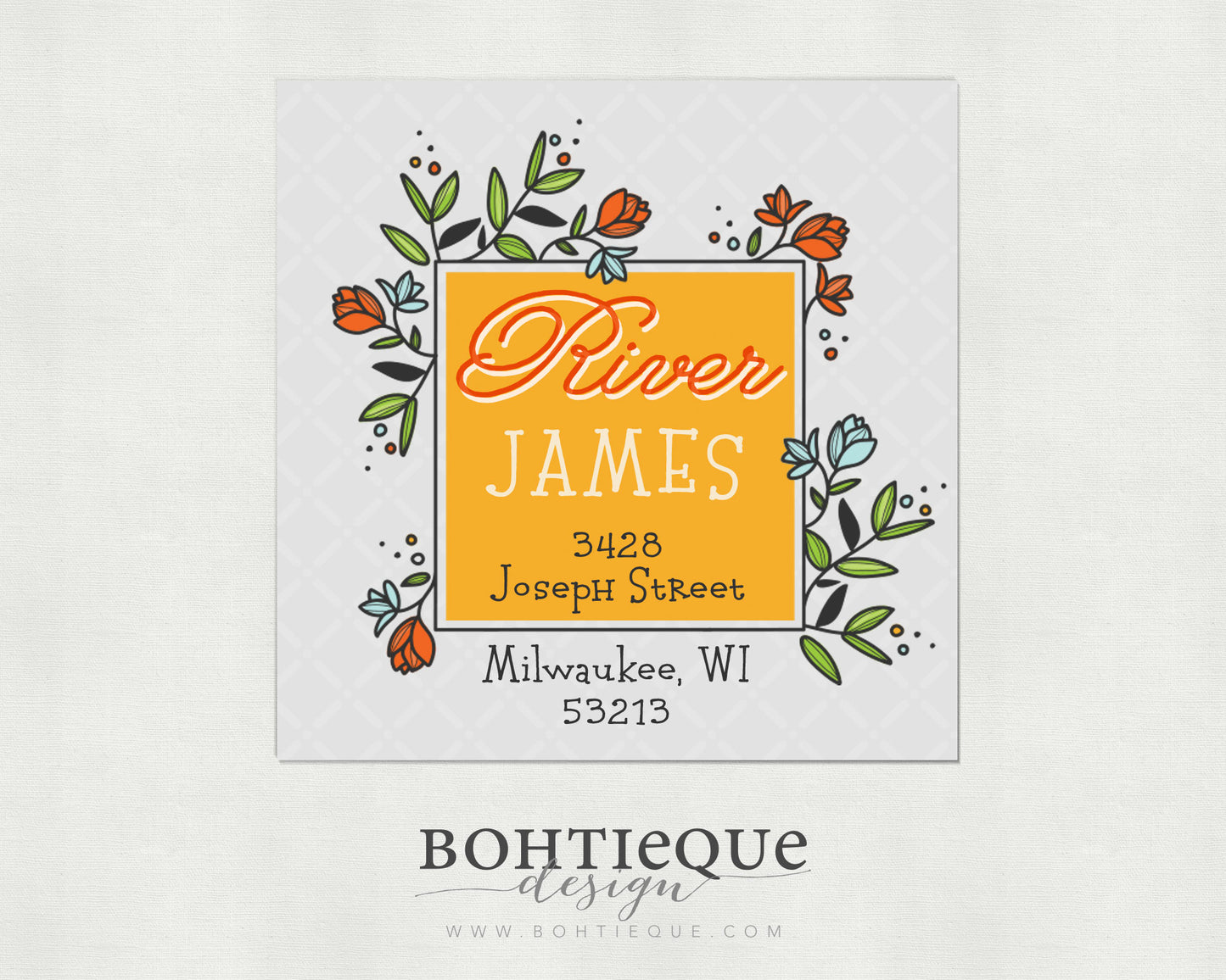 River Flowers School Supply Sticker, Return Address Label