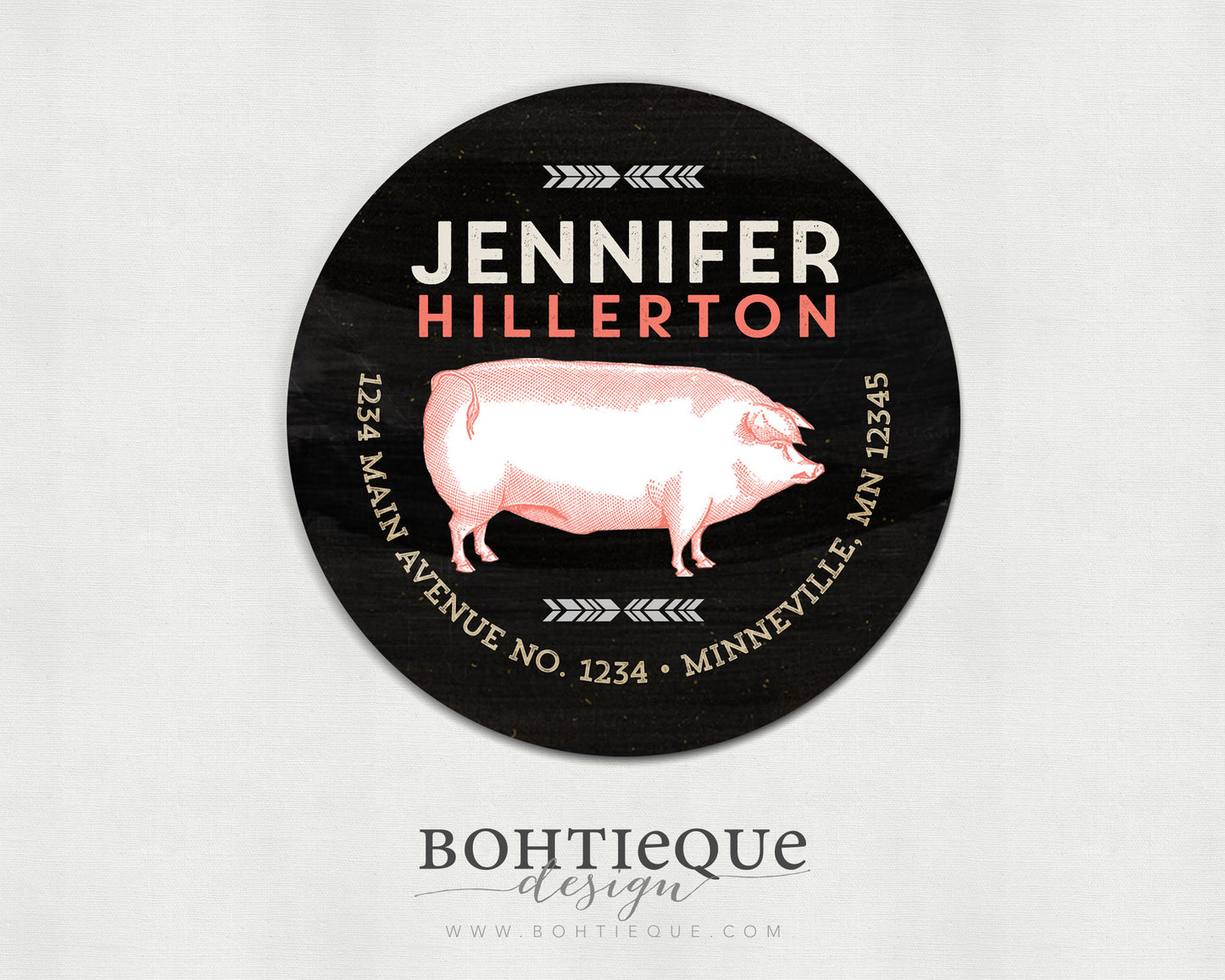 Vintage Pig Return Address Label