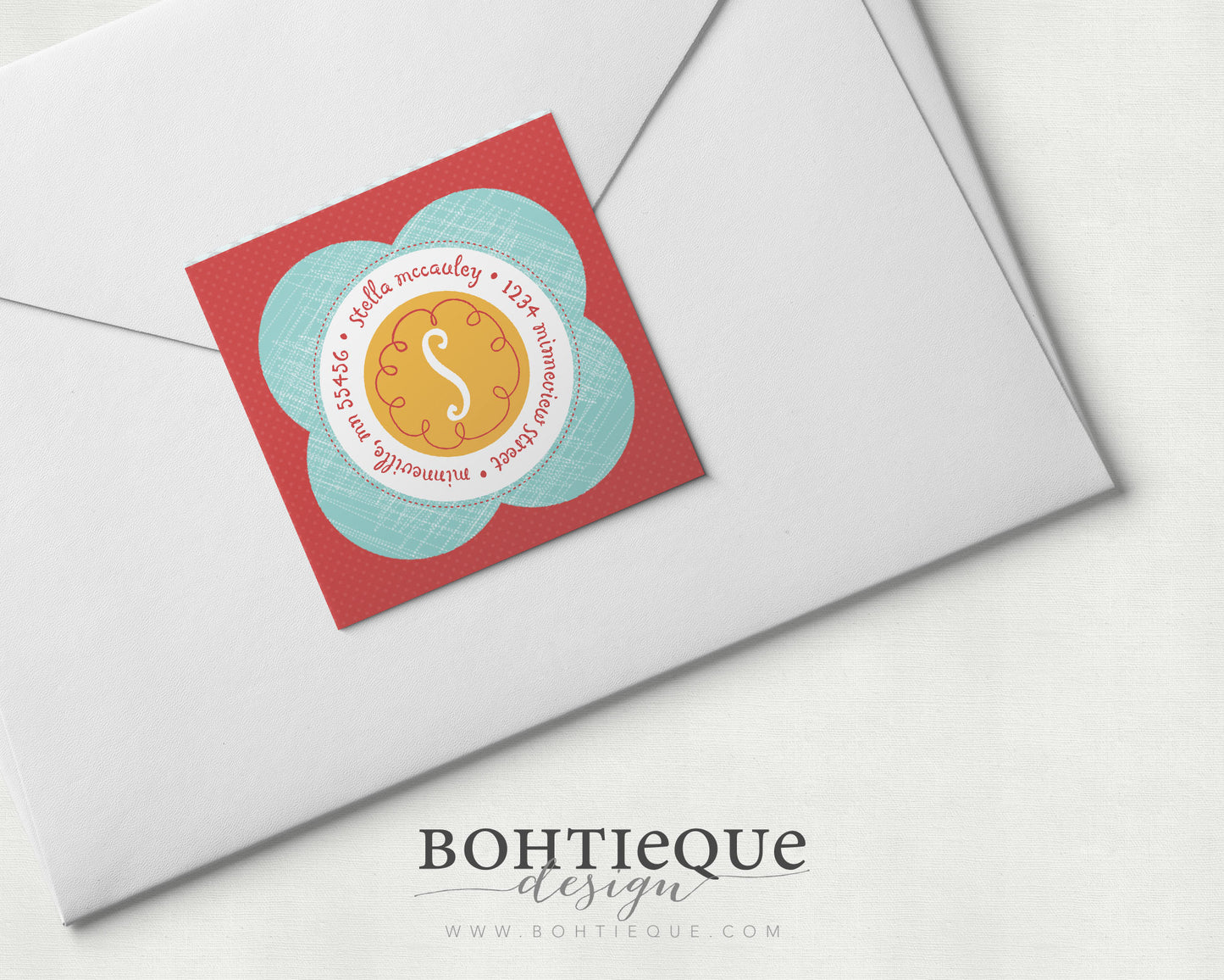 Stella Flower Square Return Address Labels