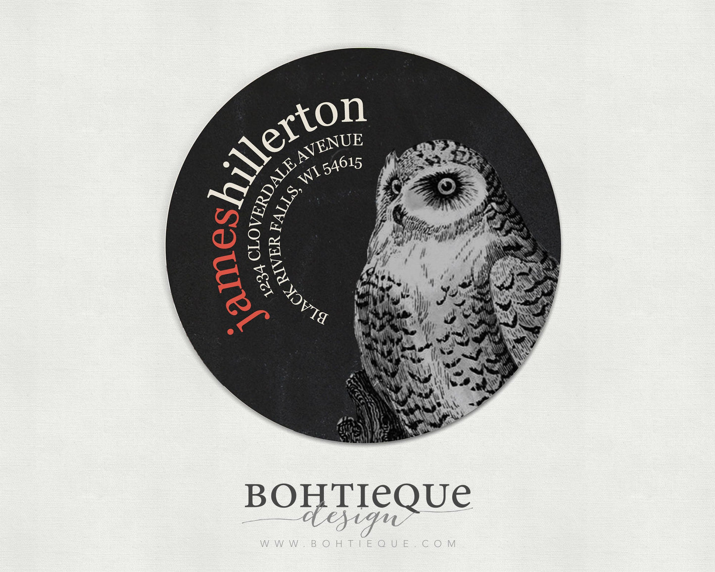 Masculine Owl Return Address Label