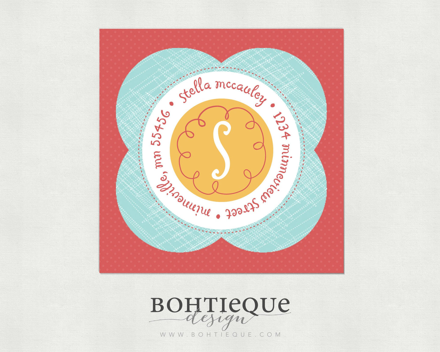 Stella Flower Square Return Address Labels