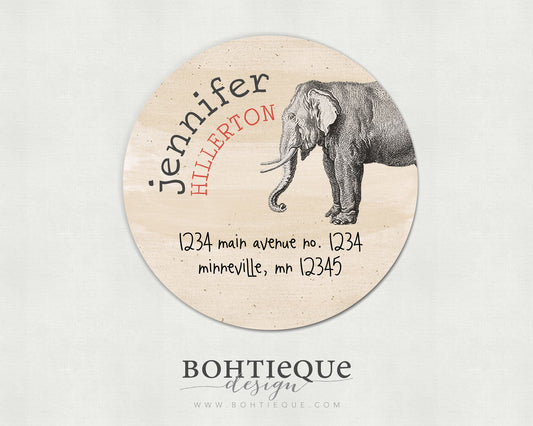 Elephant, Present Circle Return Address Label