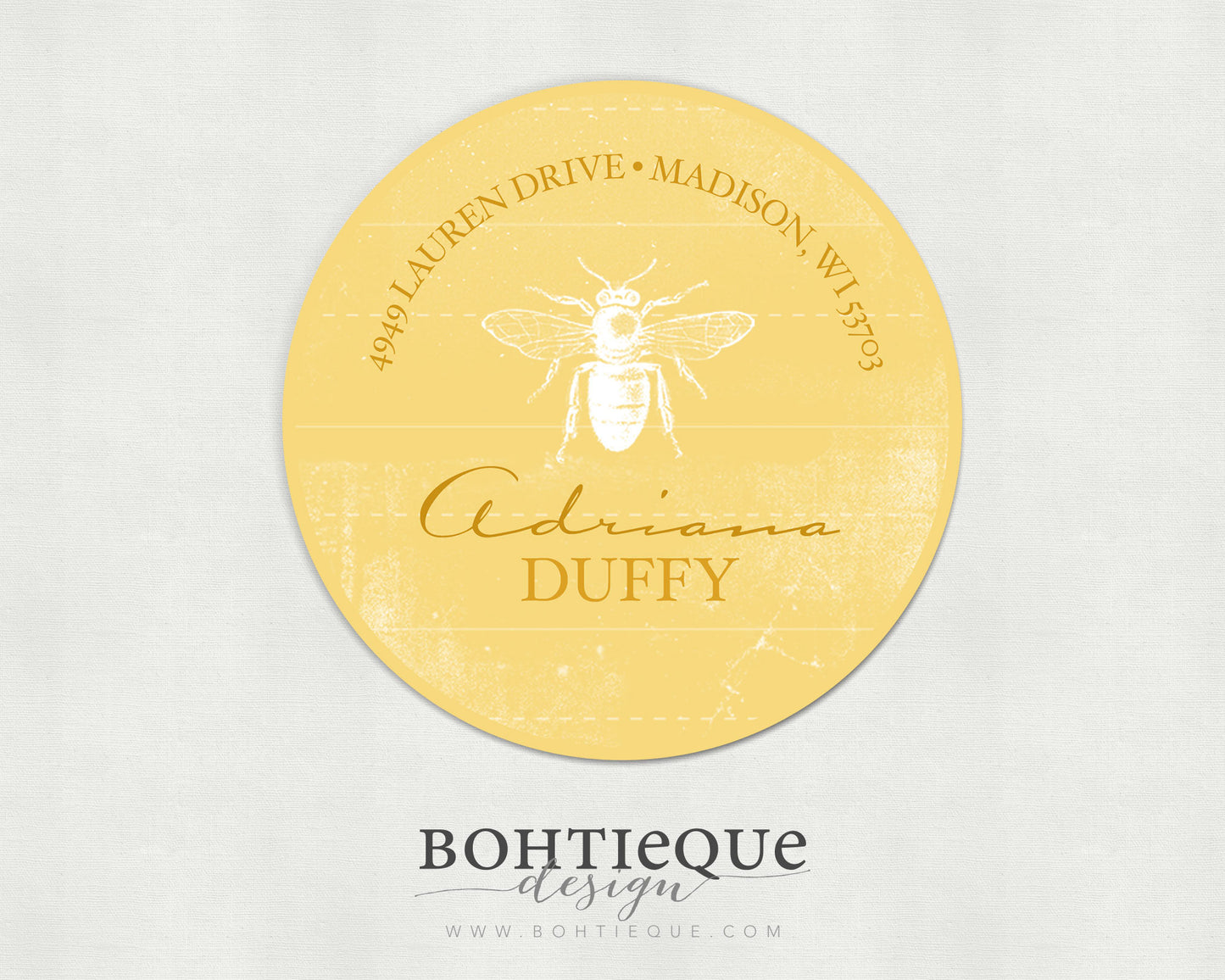 Golden Honey Bee Return Address Label
