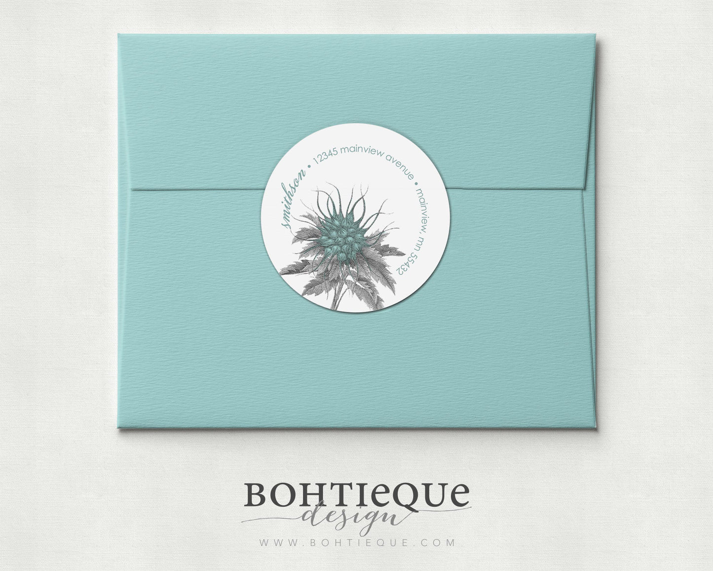 Botanical Distressed Blue Return Address Label
