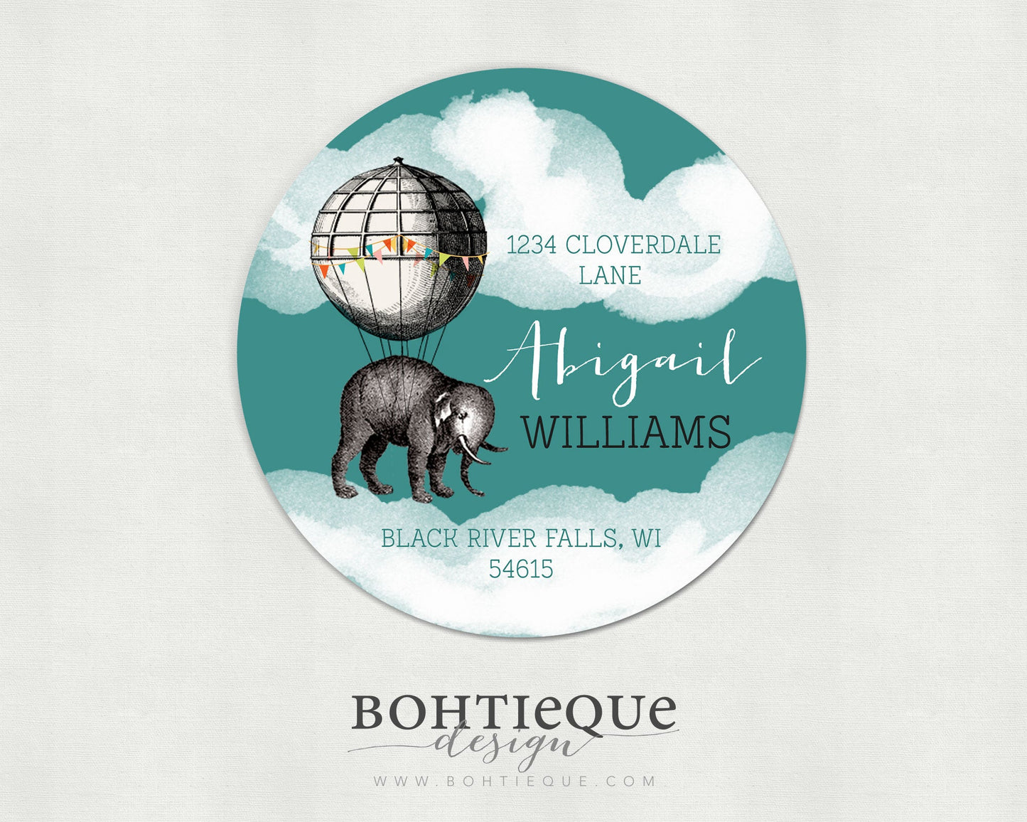 Elephant Aloft Return Address Stickers