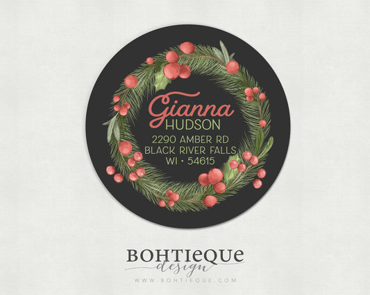 Gianna Holly and Pine Return Address Labels