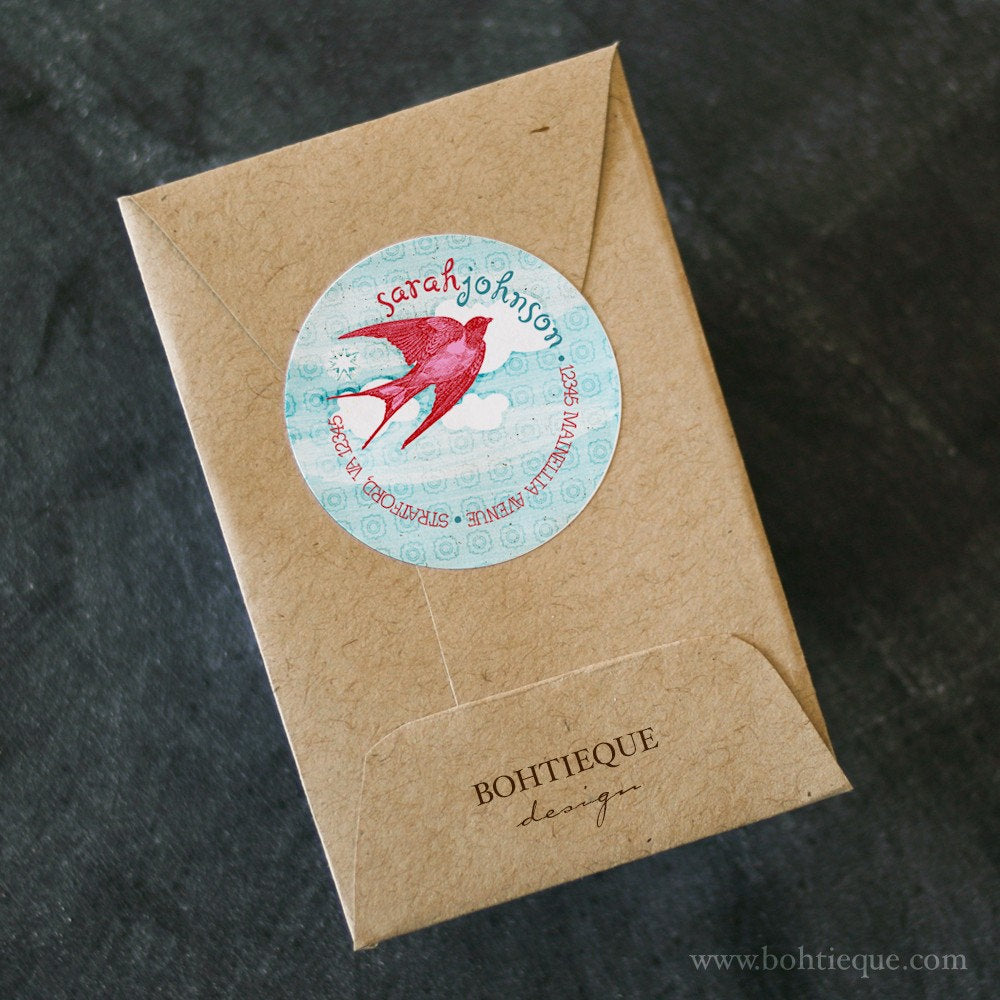 Swallow in Blue Skies Return Address Label