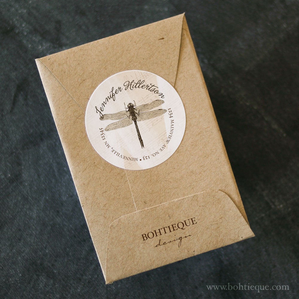 Vintage Dragonfly Return Address Labels