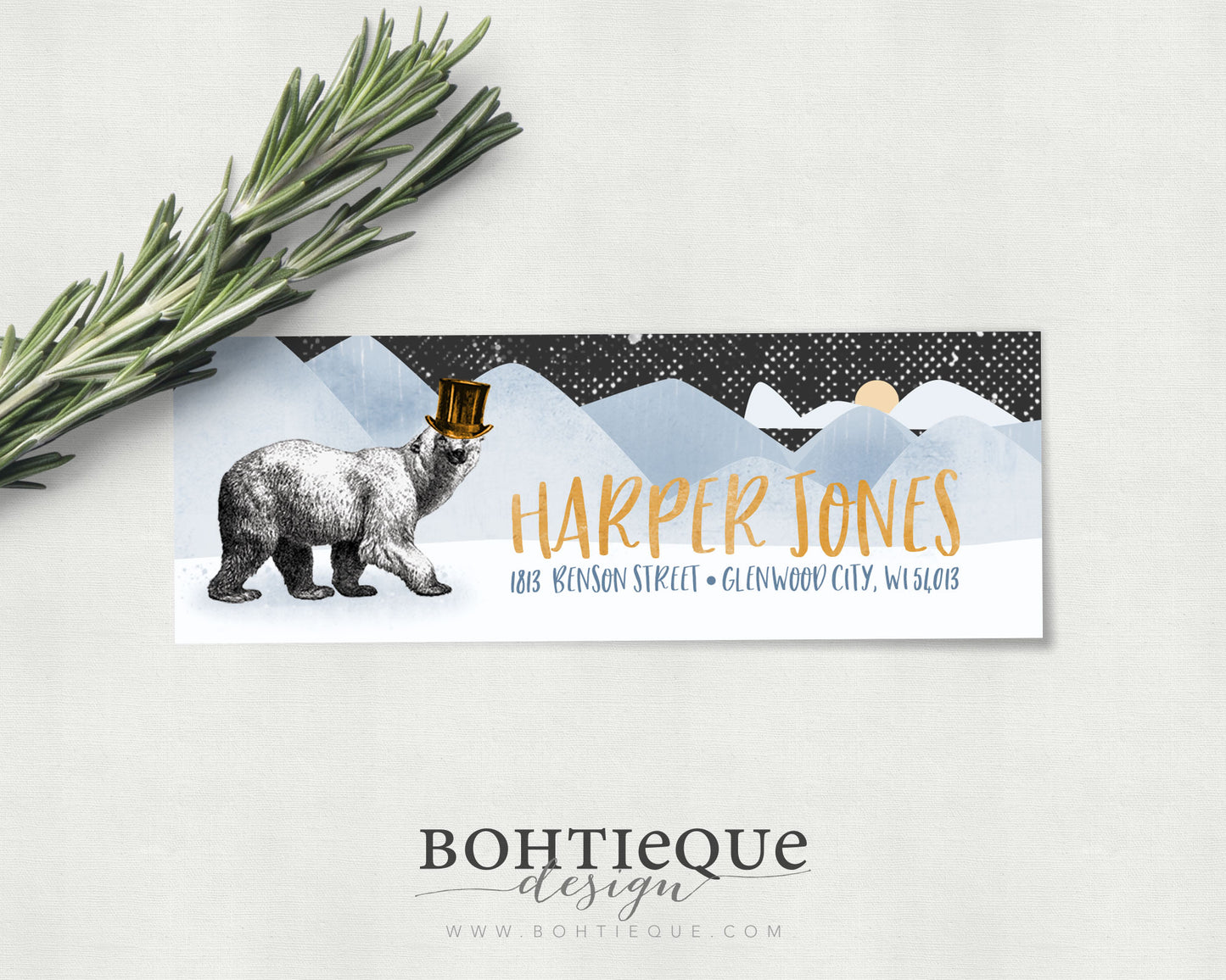 Harper Polar Bear Return Address Labels Rectangle