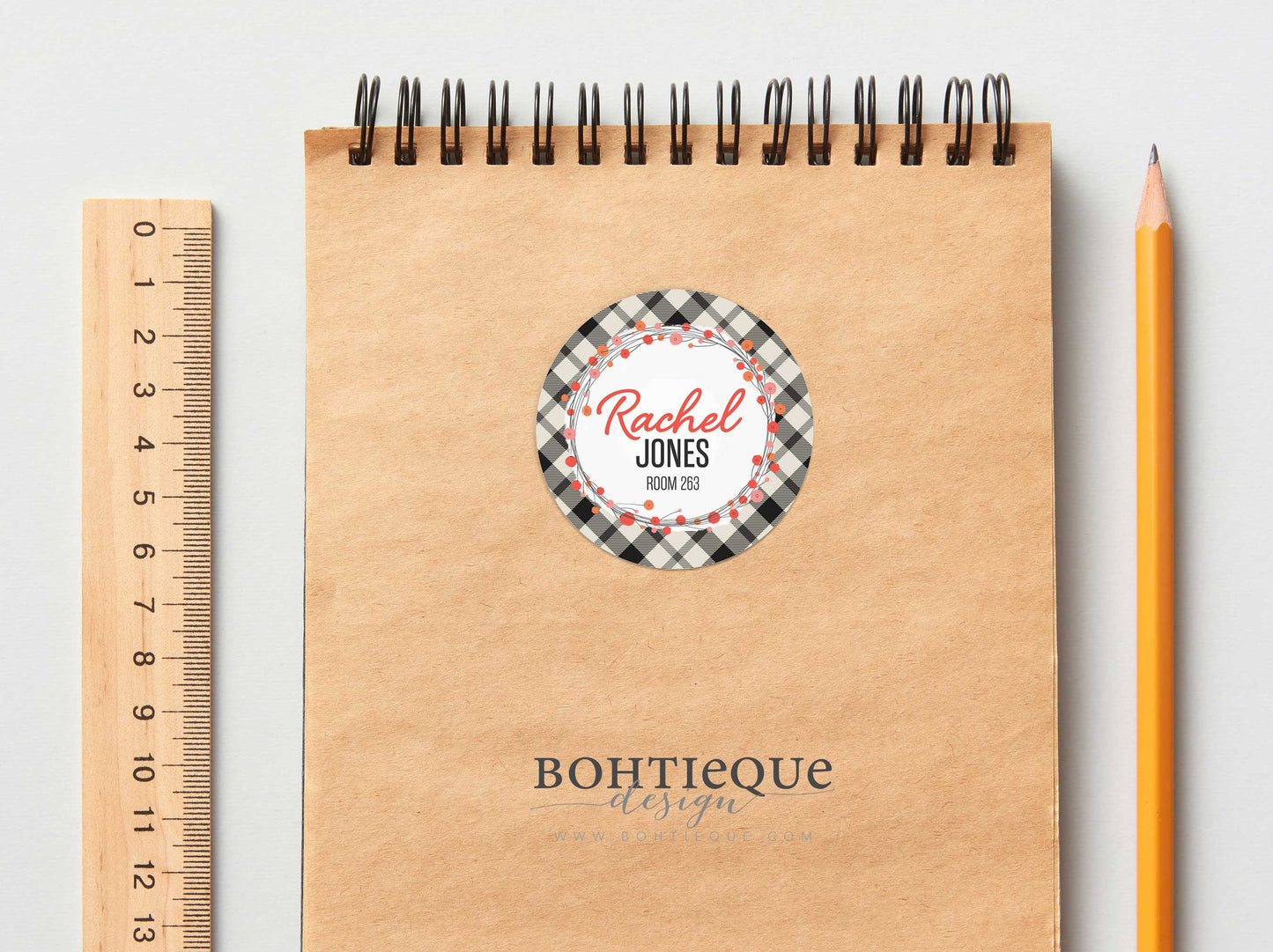 Rachel Plaid Return Address Label