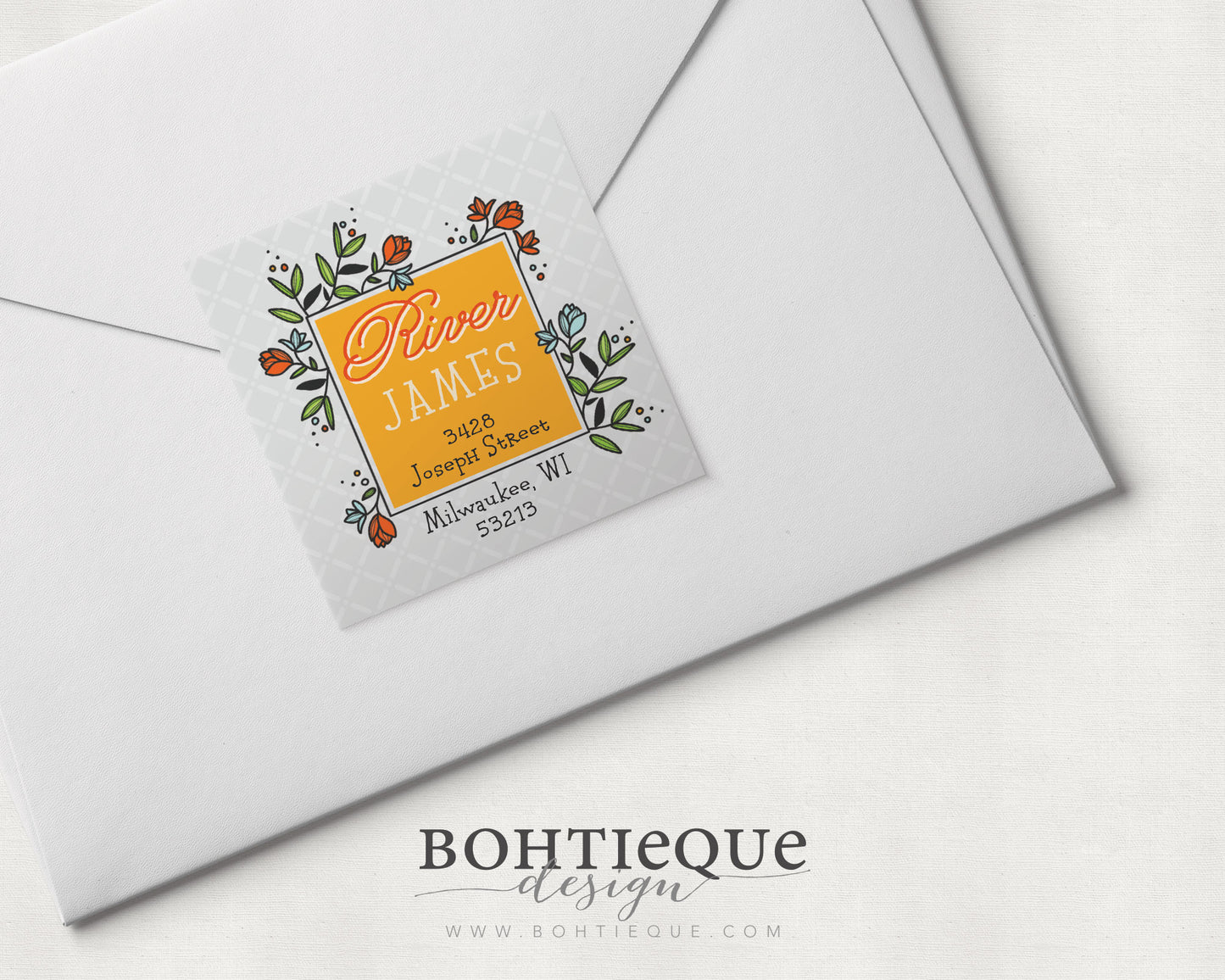 River Flowers School Supply Sticker, Return Address Label