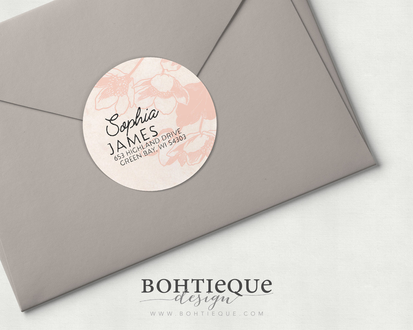 Petite Bloom Return Address Labels | Personalized Round Stickers | Custom Flower Color