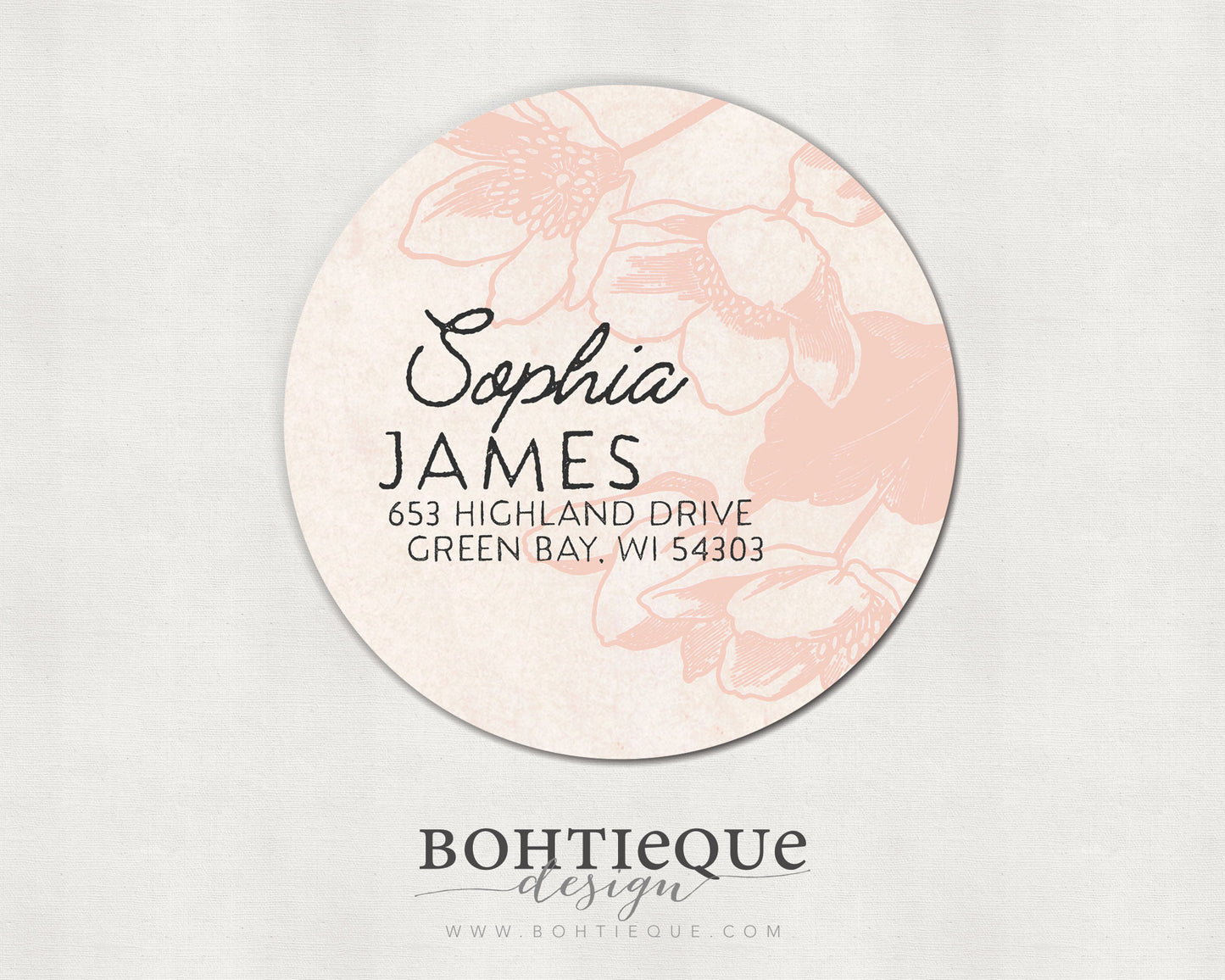 Petite Bloom Return Address Labels | Personalized Round Stickers | Custom Flower Color