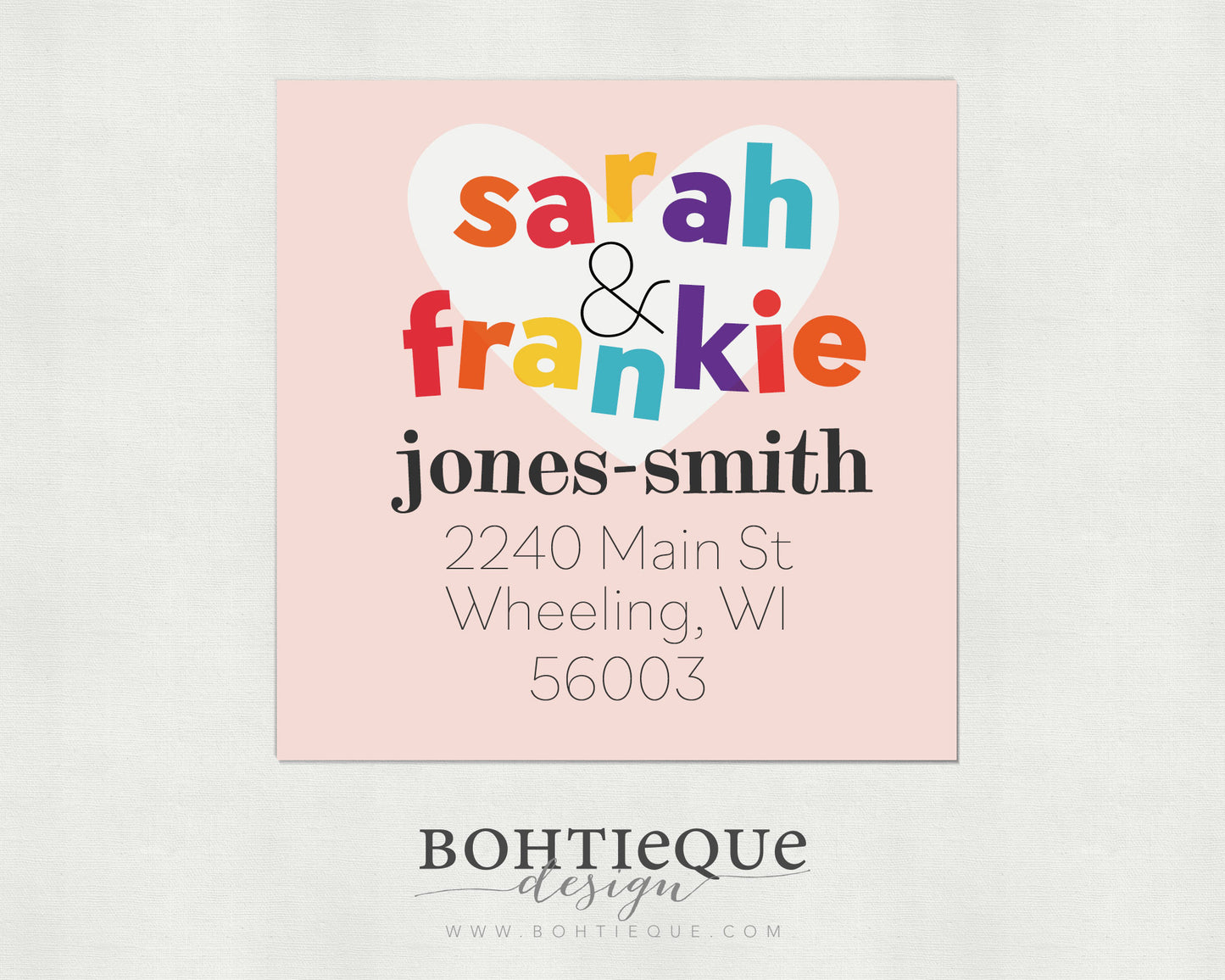 Sarah & Frankie Typography Address Labels