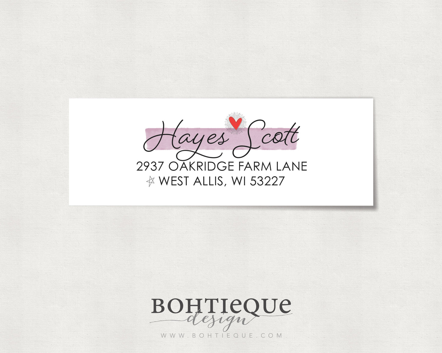 Hayes Watercolor Heart Custom Address Label