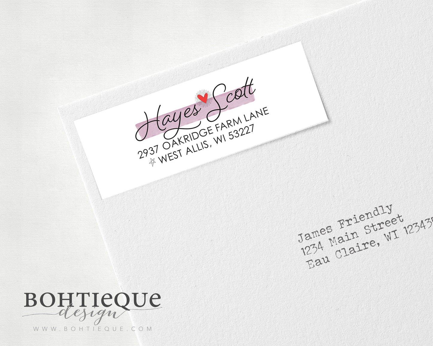 Hayes Watercolor Heart Custom Address Label