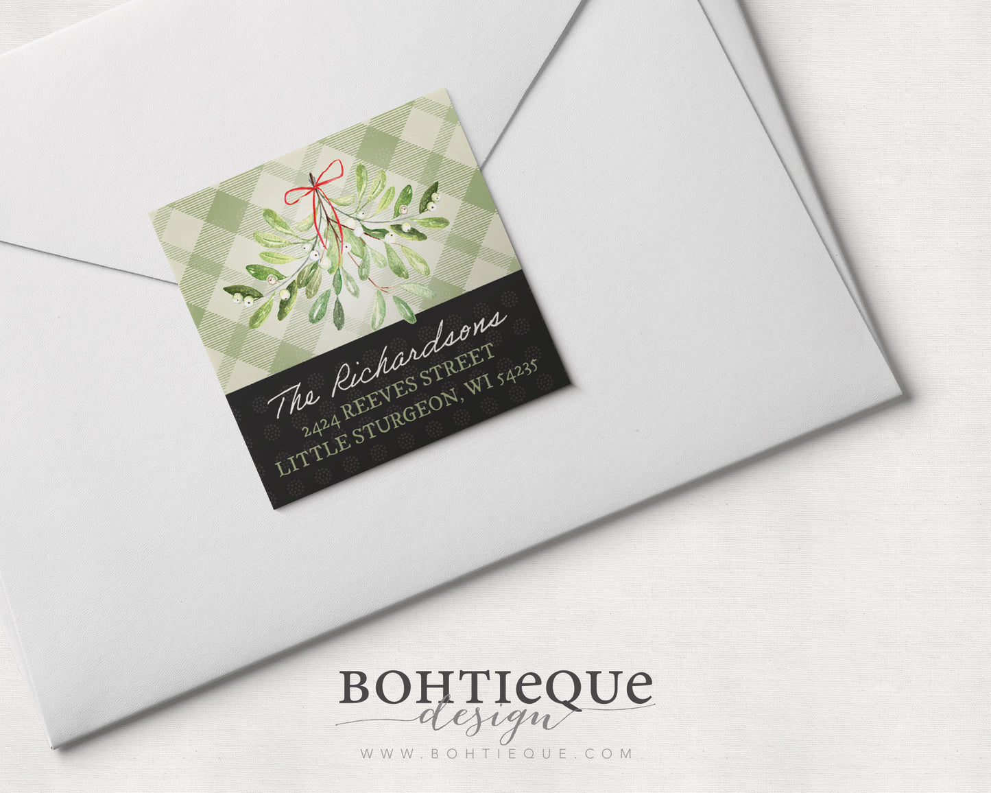 Holiday Mistletoe Square Return Address Labels