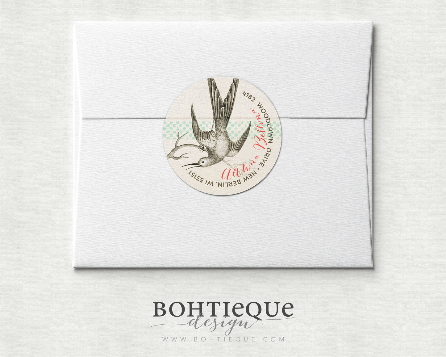 Vintage Hummingbird Address Labels | Personalized | 1.75” Round