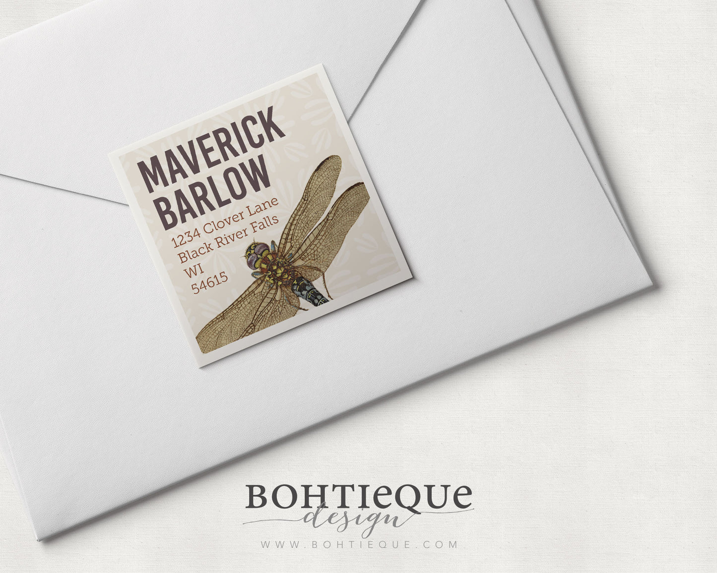 Maverick Dragonfly Vintage Illustration Return Address Label