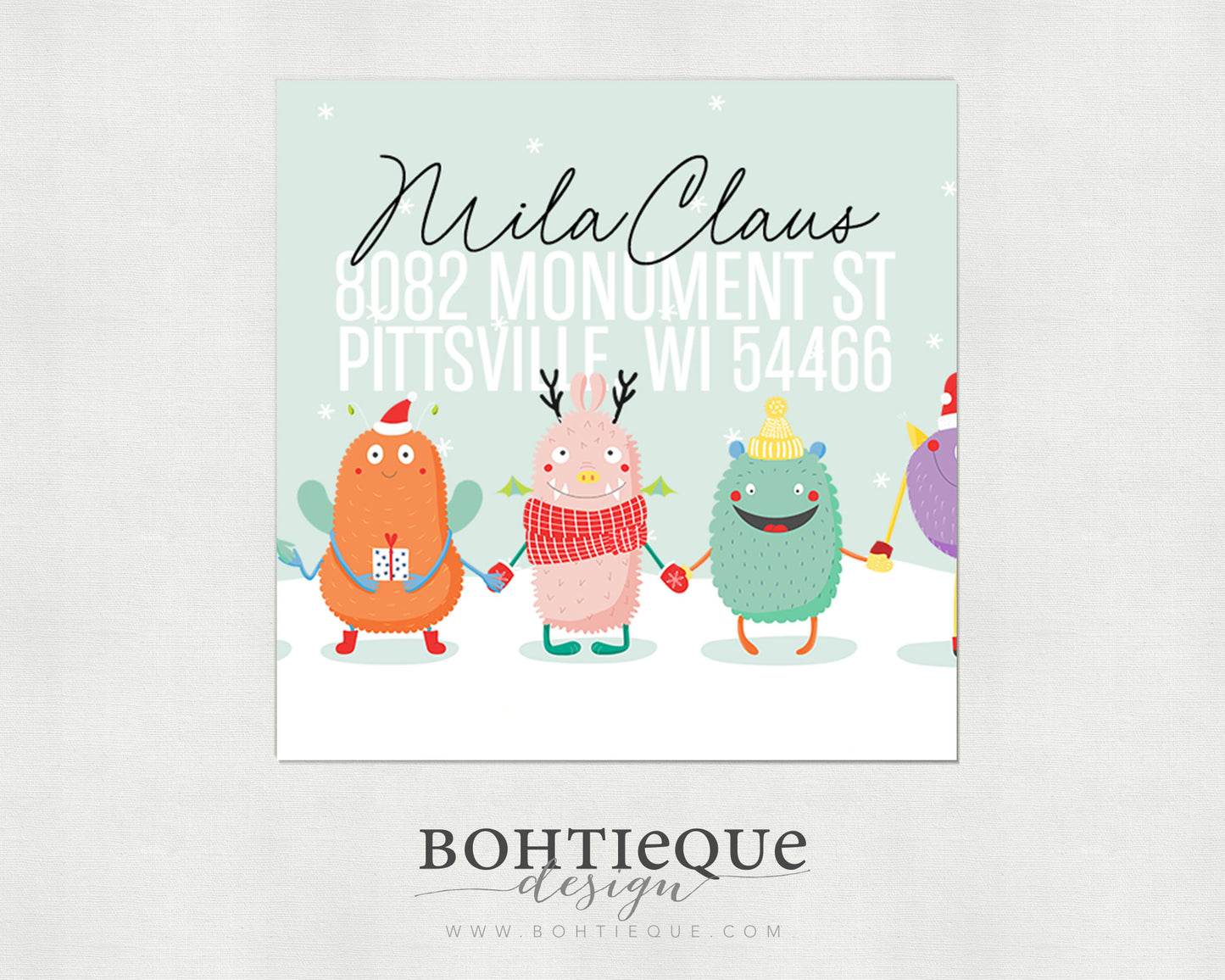 Monster Christmas Return Address Label