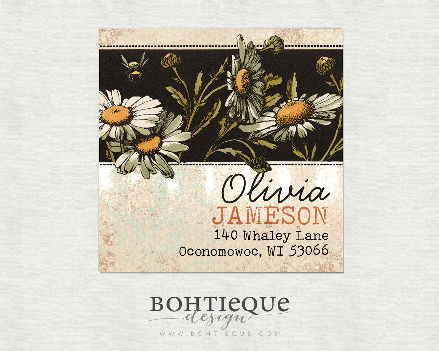 Vintage Daisy Return Address Labels – Custom Address Stickers