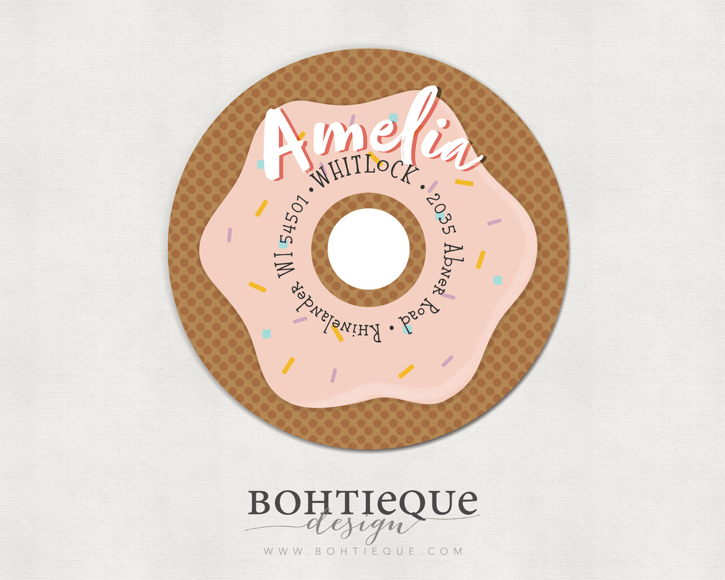 Amelia Donut Return Address Label