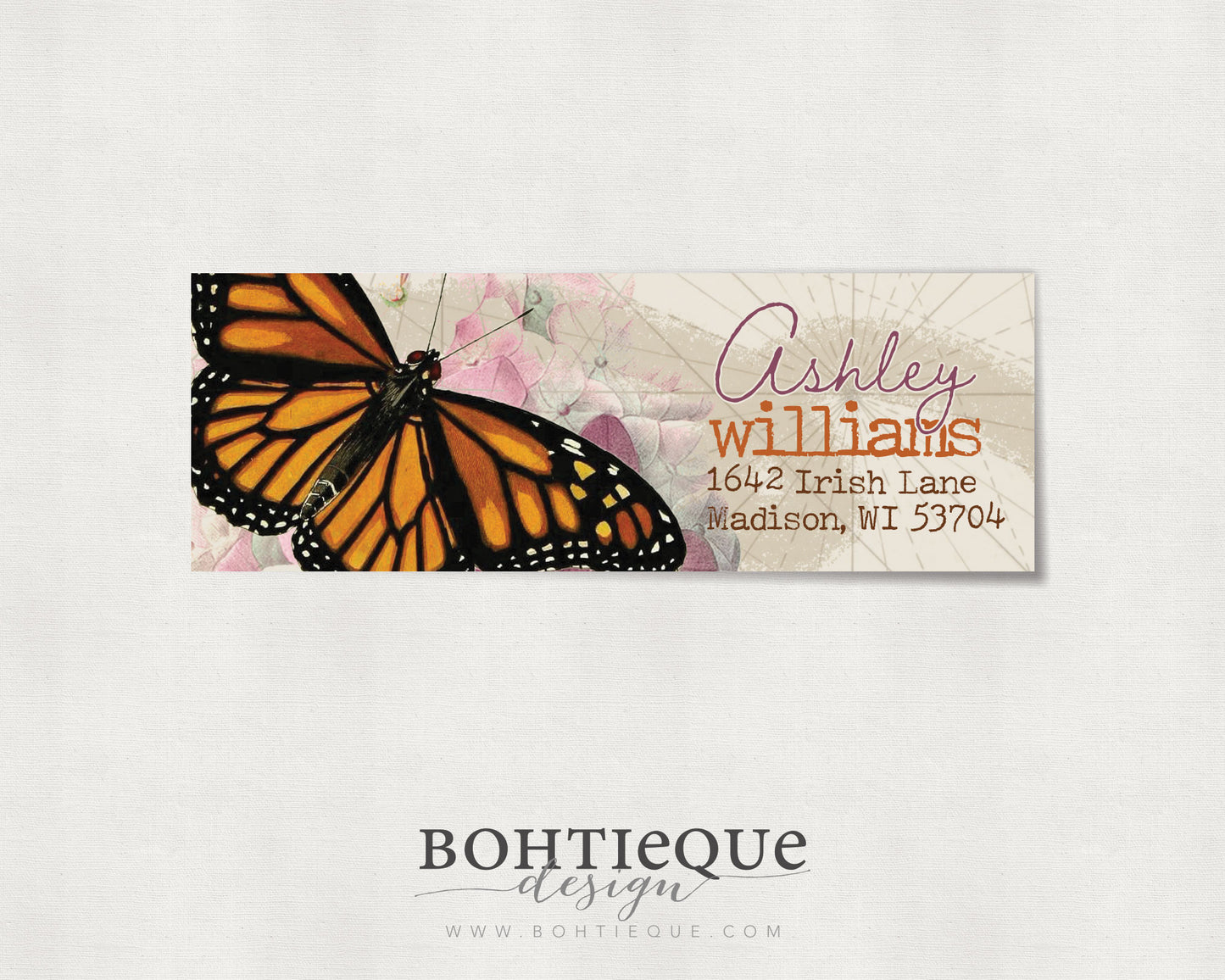 Ashley Monarch Butterfly Return Address Labels