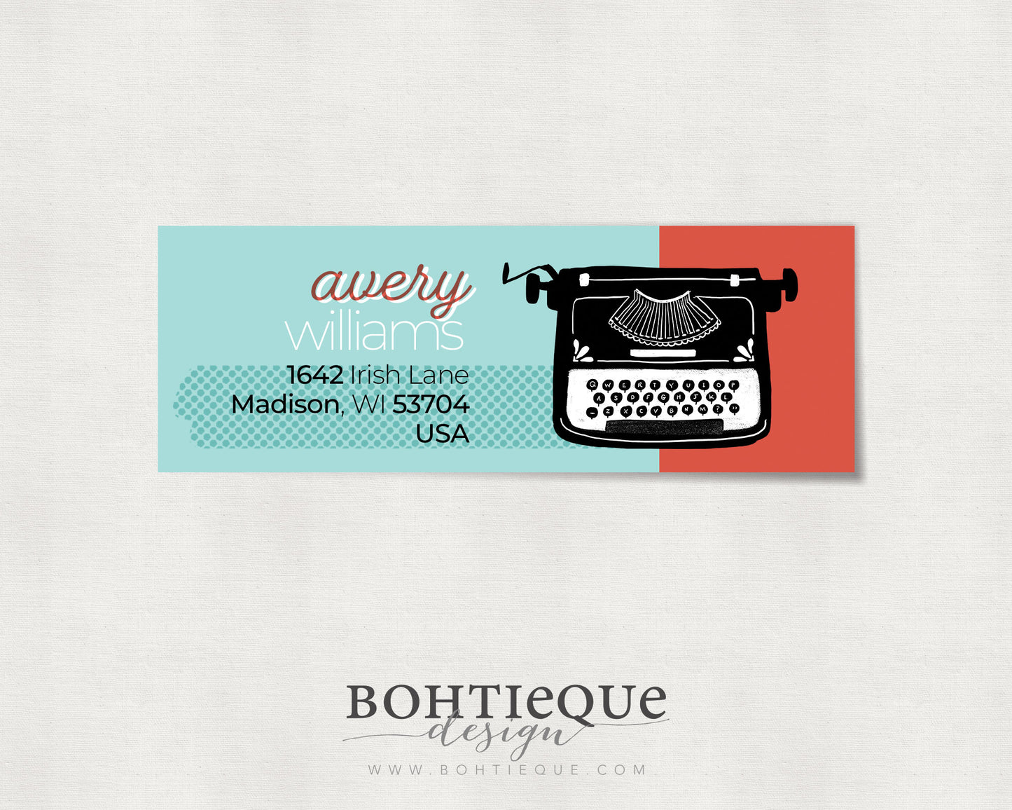 Avery Typewriter Custom Return Address Labels