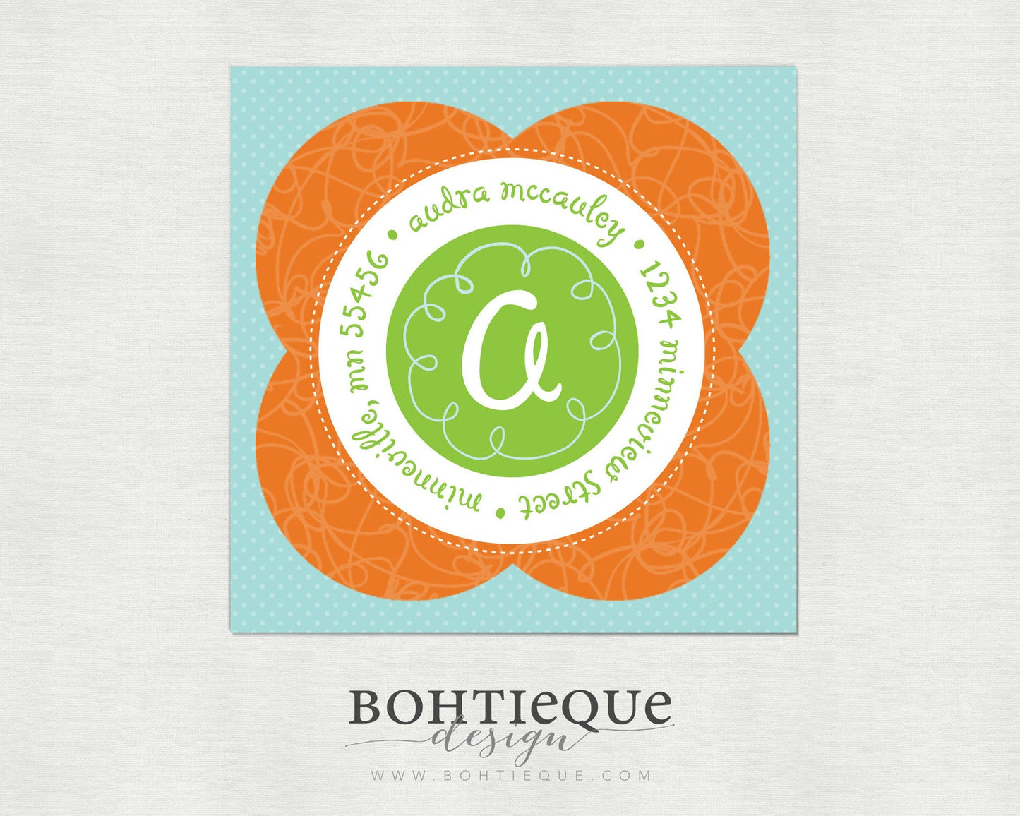 Audra Flower Square Return Address Labels