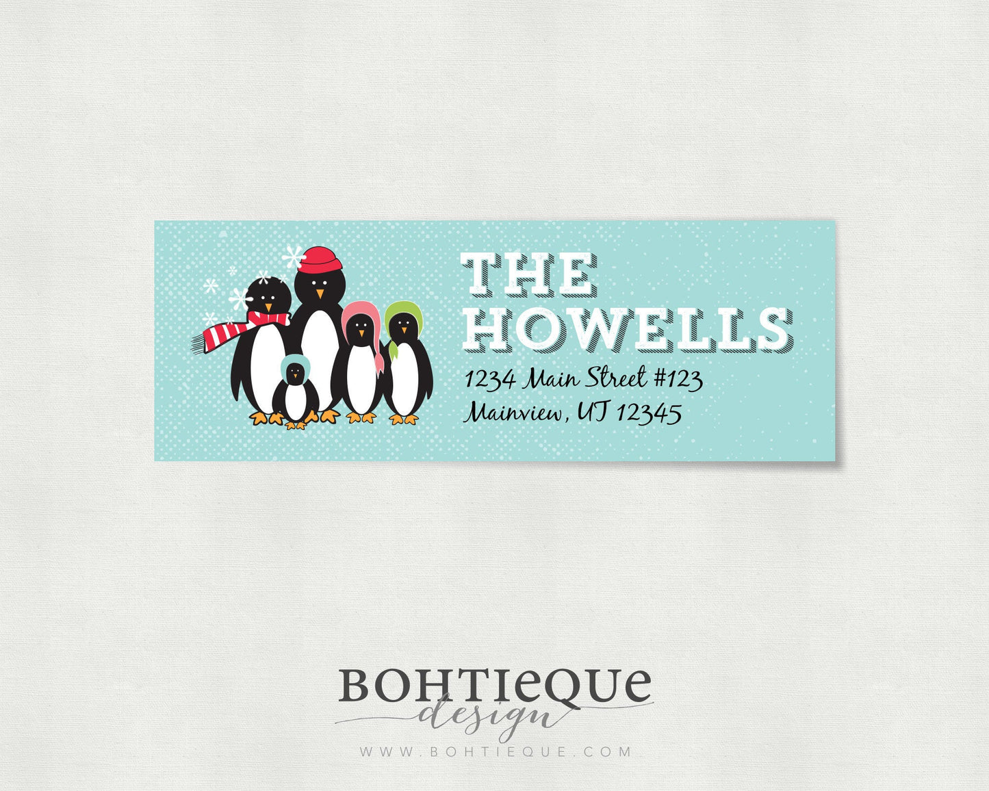 Penguin Family Personalized Return Address Label Sticker