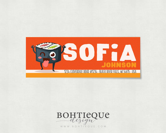 Sofia Sushi Rectangle Return Address Stickers