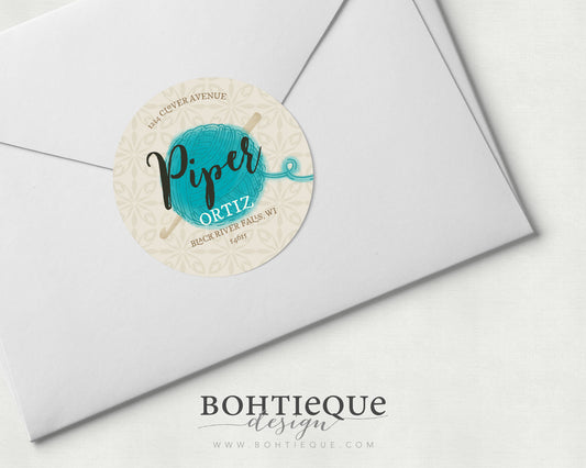 Piper Crochet and Yarn Return Address Label Stickers