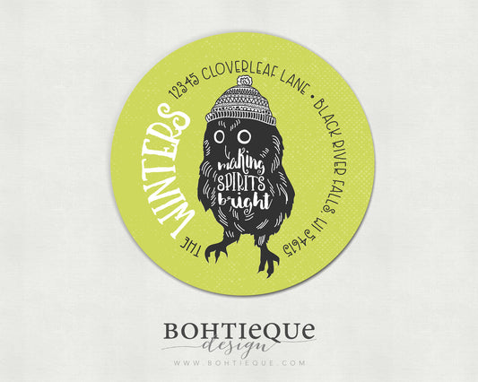 Making Spirits Bright Owl Return Address Labels