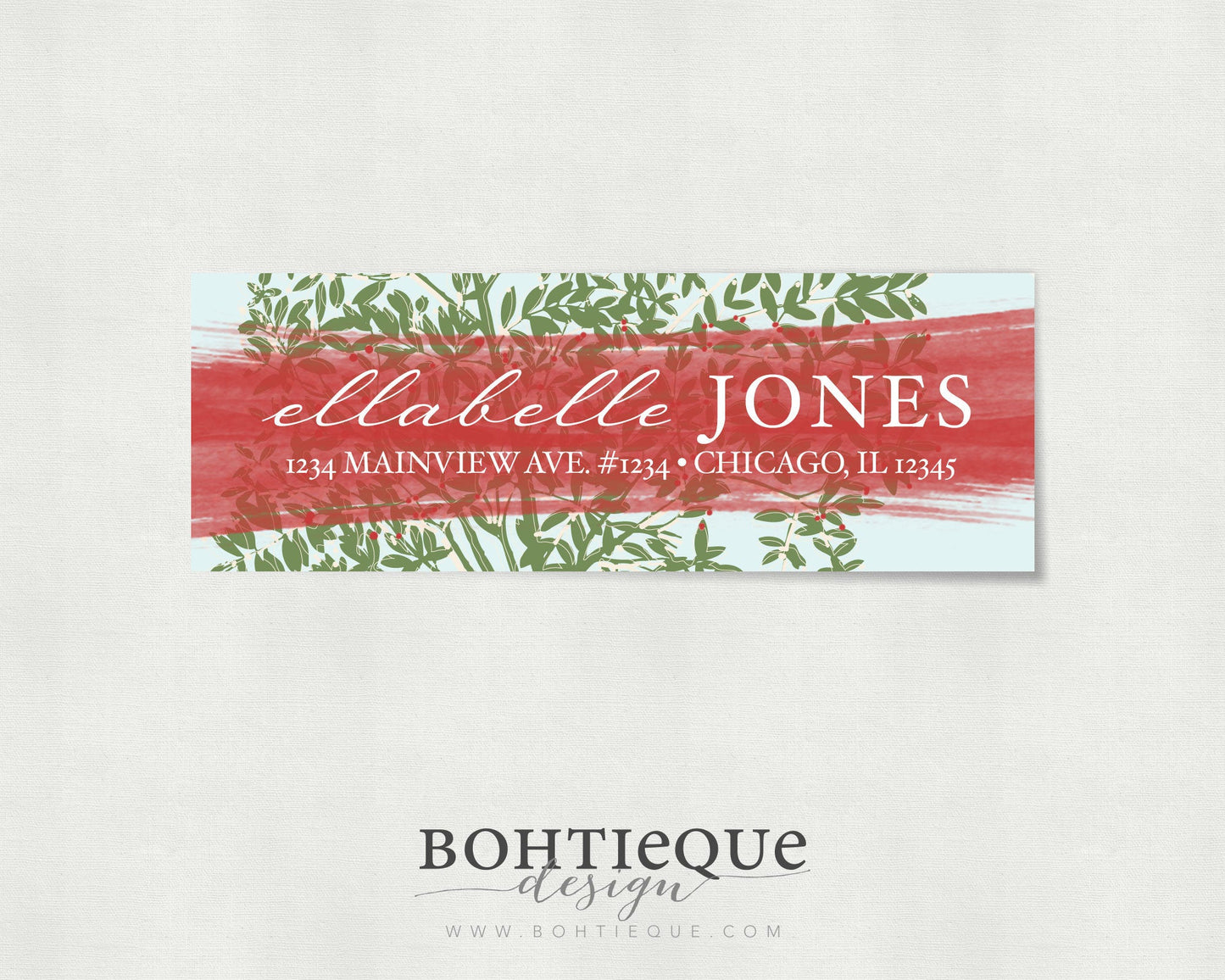Ellebelle Red Personalized Return Address Label