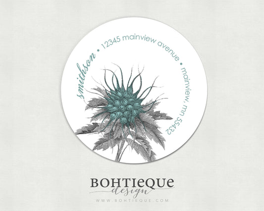 Botanical Distressed Blue Return Address Label