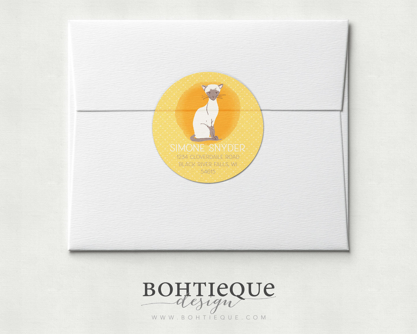 Simone Siamese Cat Return Address Stickers