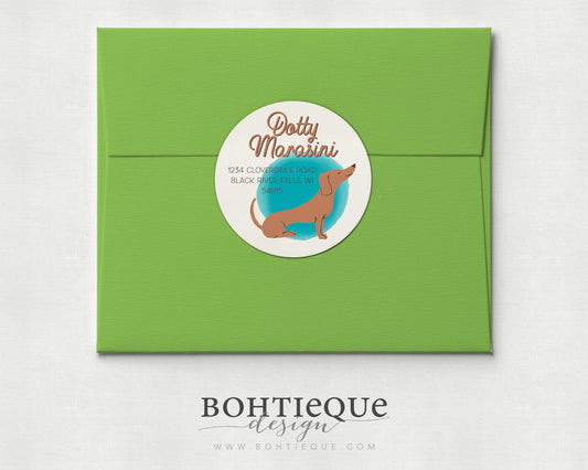 Dotty the Dachshund Dog Return Address Stickers