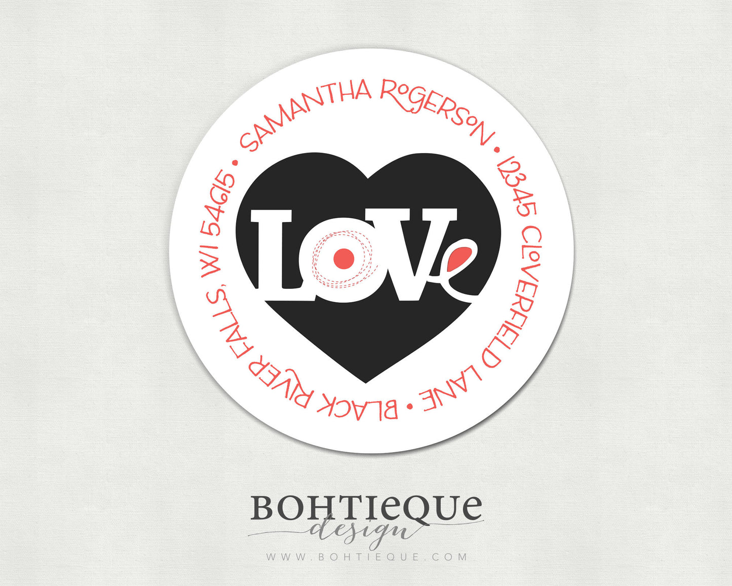 Love Me Heart Return Address Stickers