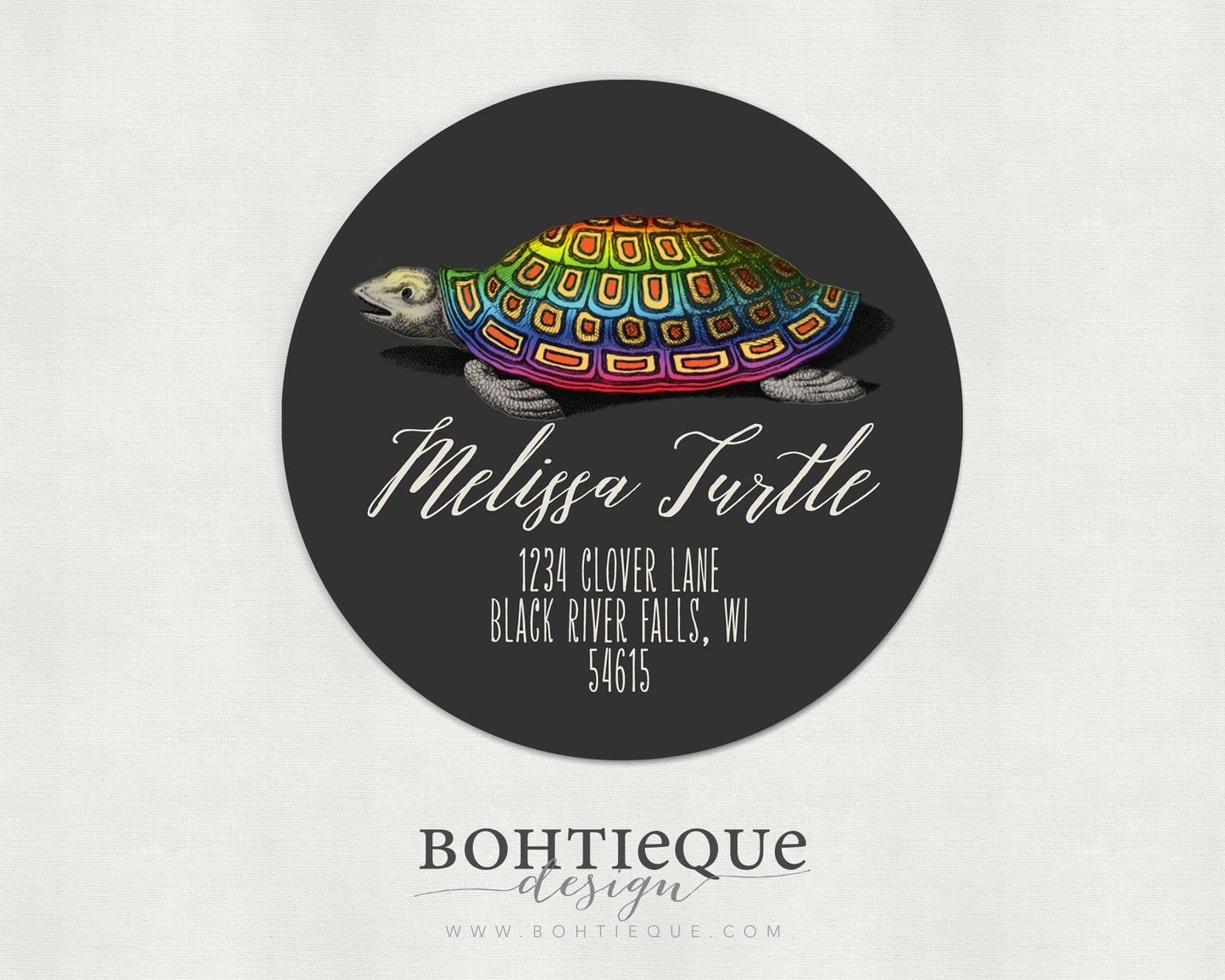 Rainbow Turtle Return Address Label