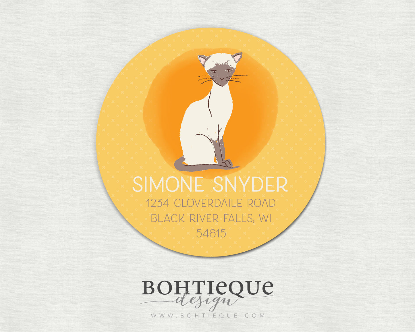 Simone Siamese Cat Return Address Stickers