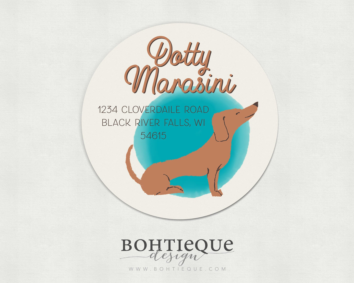 Dotty the Dachshund Dog Return Address Stickers