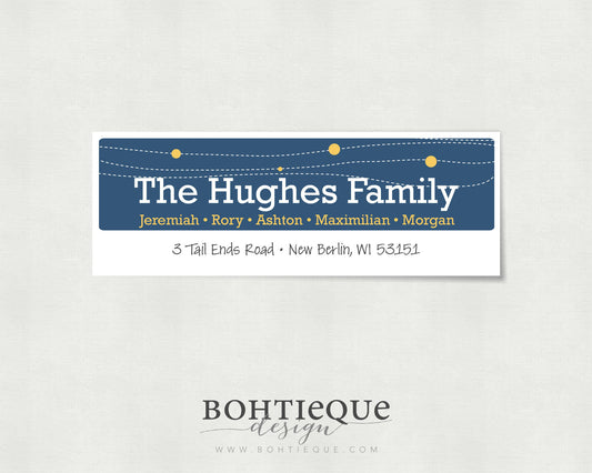 Family Modern Line and Dots Return Address Label