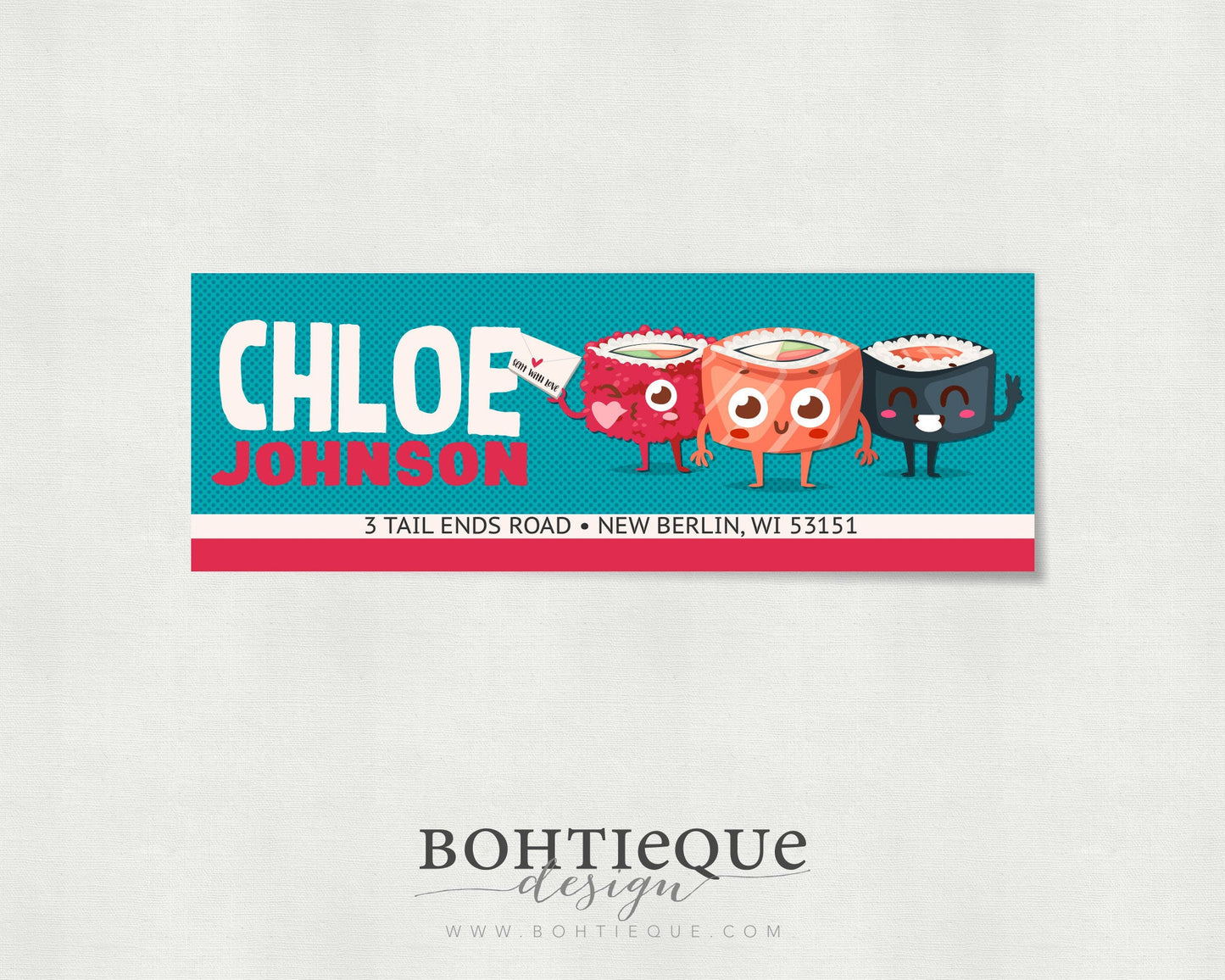 Chloe Sushi Rectangle Return Address Stickers