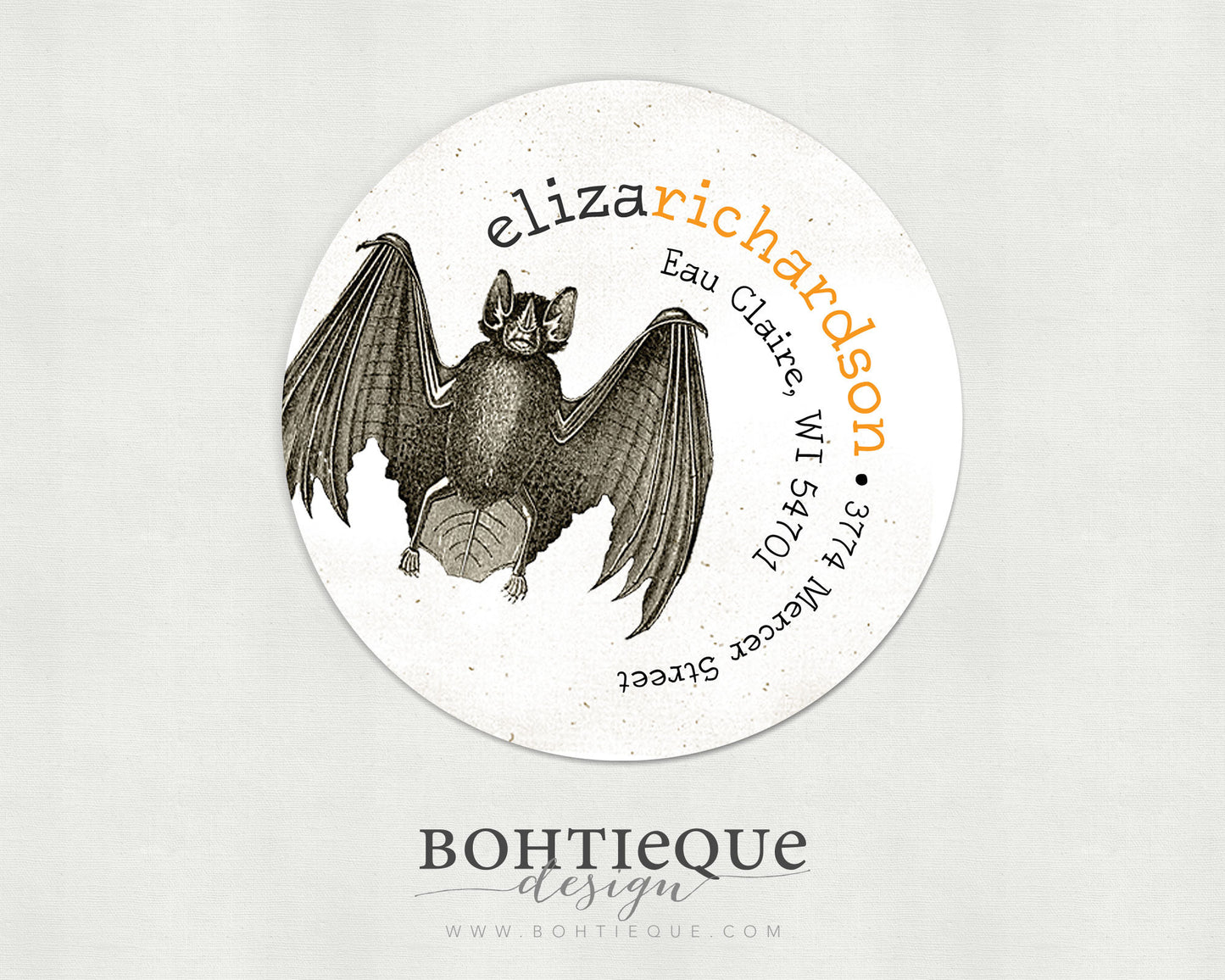 Circle Batty Bat Return Address Labels